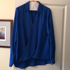 Michael Kora royal blue silk top